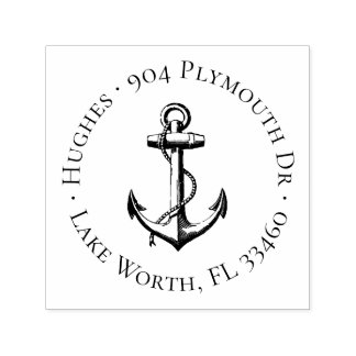 ヴィンテージいかり円のアドレススタンプ セルフインキングスタンプ