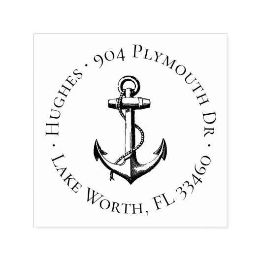 ヴィンテージいかり円のアドレススタンプ セルフインキングスタンプ (デザイン)