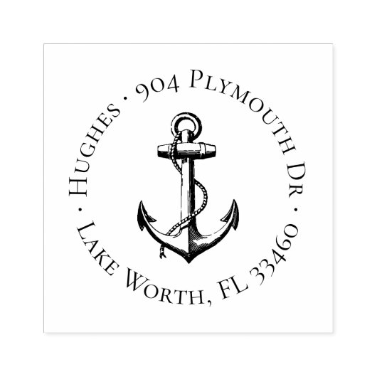 ヴィンテージいかり円のアドレススタンプ ラバースタンプ (インプリント)