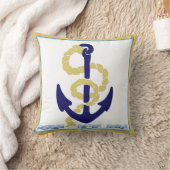 ヴィンテージいかり及びロープ枕 クッション (ブランケット)