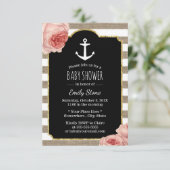 ヴィンテージいかり素朴ストライプフローラベビーシャワー 招待状 (スタンド正面)