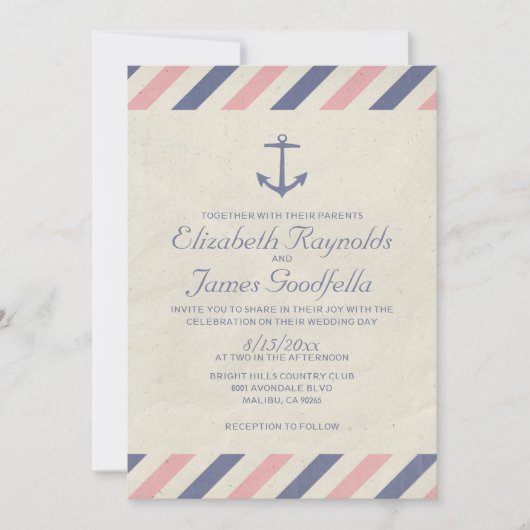 ヴィンテージいかり結婚式招待状 招待状 (正面)