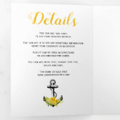 ヴィンテージいかり黄航海の結婚花 三つ折り招待状 (内部最初)