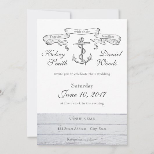 ヴィンテージいかり 航海の |結婚式招待状 招待状 (正面)