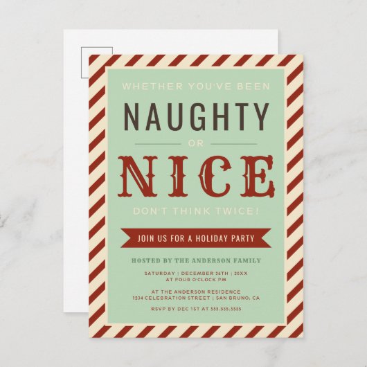 ヴィンテージいけなまたはニースホリデーパーティー招待状 インビテーションポストカード (正面/裏面)