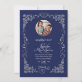 ヴィンテージいけなまたは素敵な写真クリスマスパーティー 招待状 (正面)