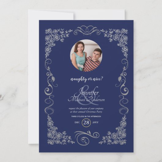 ヴィンテージいけなまたは素敵な写真クリスマスパーティー 招待状 (正面)