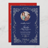 ヴィンテージいけなまたは素敵な写真クリスマスパーティー 招待状 (正面/裏面)