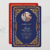 ヴィンテージいけなまたは素敵な写真クリスマスパーティー 招待状 (正面/裏面)