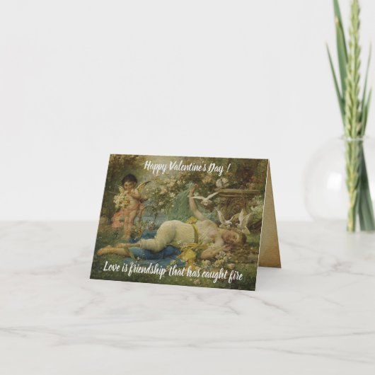 ヴィンテージいけなキューピッド油彩画 サンキューカード (正面)