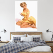 ヴィンテージいけなクラシックブロンドピンアップガールキャンバス キャンバスプリント (インサイチュ (寝室))