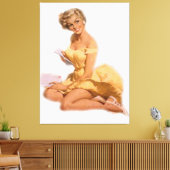 ヴィンテージいけなクラシックブロンドピンアップガールキャンバス キャンバスプリント (インサイチュ (リビング))