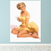 ヴィンテージいけなクラシックブロンドピンアップガールキャンバス キャンバスプリント (インサイチュ (ウッドフロア))
