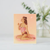 ヴィンテージいけなバブルピンアップガール ポストカード (スタンド正面)