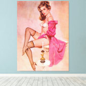 ヴィンテージいけな愛人ピンアップガールキャンバス キャンバスプリント (インサイチュ (ウッドフロア))
