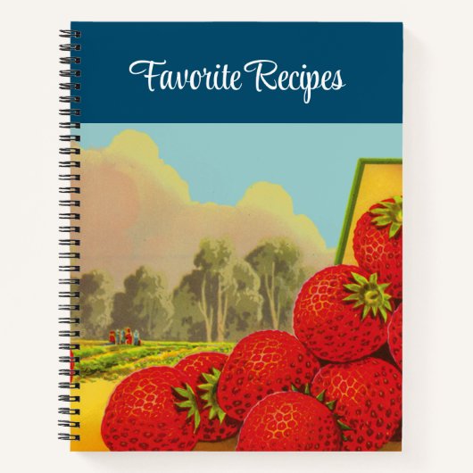 ヴィンテージいちごクレートアートスパイラルレシピ ノートブック (正面)
