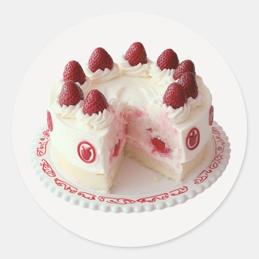 ヴィンテージいちごケーキ ラウンドシール (正面)