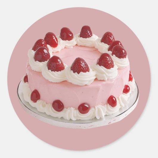 ヴィンテージいちごケーキ ラウンドシール (正面)