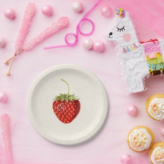 ヴィンテージいちご誕生日パーティー ペーパープレート (パーティー)