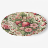 ヴィンテージいちご1日パーティー ペーパープレート (アングル)