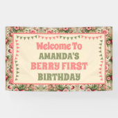ヴィンテージいちご1st誕生日パーティーへようこそ 横断幕 (横)