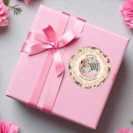 ヴィンテージいちご1st誕生日パーティー写真 ラウンドシール