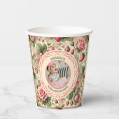 ヴィンテージいちご1st誕生日パーティー写真 紙コップ (正面)