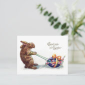 ヴィンテージうさぎイースター卵を引く シーズンポストカード (スタンド正面)