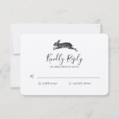 ヴィンテージうさぎウェディングRSVPカード 招待状 (正面)