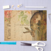 ヴィンテージうさぎフローラの花フランスの 薄葉紙 (クラフト)