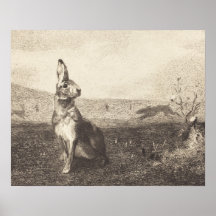 ヴィンテージうさぎプリントポスター