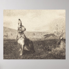 ヴィンテージうさぎプリントポスター ポスター