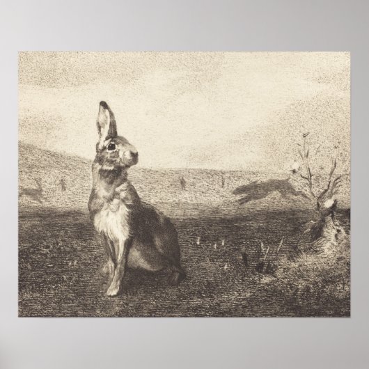 ヴィンテージうさぎプリントポスター ポスター (正面)