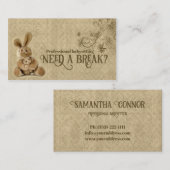 ヴィンテージうさぎベビーシッター&チャイルドケアカード 名刺 (正面/裏面)