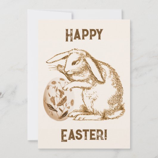 ヴィンテージうさぎ卵ハッピーイースター カード (正面)