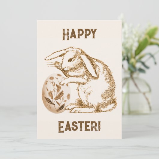 ヴィンテージうさぎ卵ハッピーイースター カード (スタンド正面)