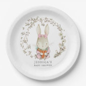 ヴィンテージうさぎ植物性ベビーシャワーデコール紙P ペーパープレート (正面)