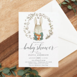 ヴィンテージうさぎ男女兼用赤ちゃんシャワー 招待状