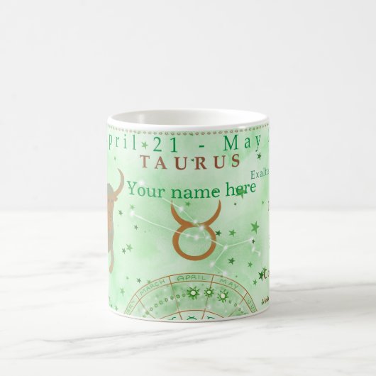 ヴィンテージおうし座。カスタマイズ可能な〔占星術の〕十二宮図 コーヒーマグカップ (中央)