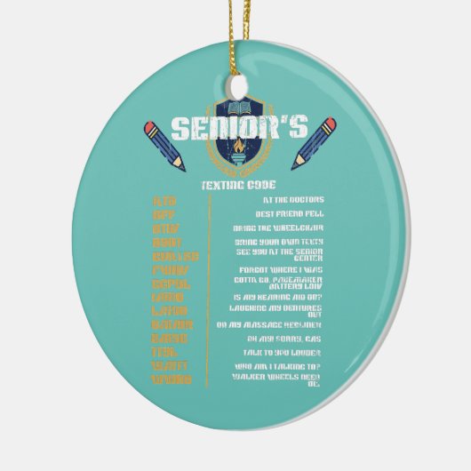 ヴィンテージおじいちゃんシニアメールや文字を打つコードおもしろい高齢者 セラミックオーナメント (左)