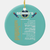 ヴィンテージおじいちゃんシニアメールや文字を打つコードおもしろい高齢者 セラミックオーナメント (裏面)