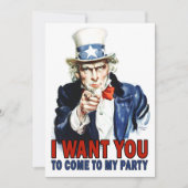 ヴィンテージおじさんサム - 私のパーティーに来て 招待状 (正面)