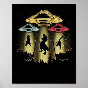 ヴィンテージおたく科学 – 恐竜を拉致するUFO ポスター