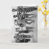 ヴィンテージおっちょこちょいのの水着を着た男性と女性 カード (黄色い花)