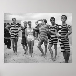 ヴィンテージおっちょこちょいのの水着を着た男性と女性 ポスター