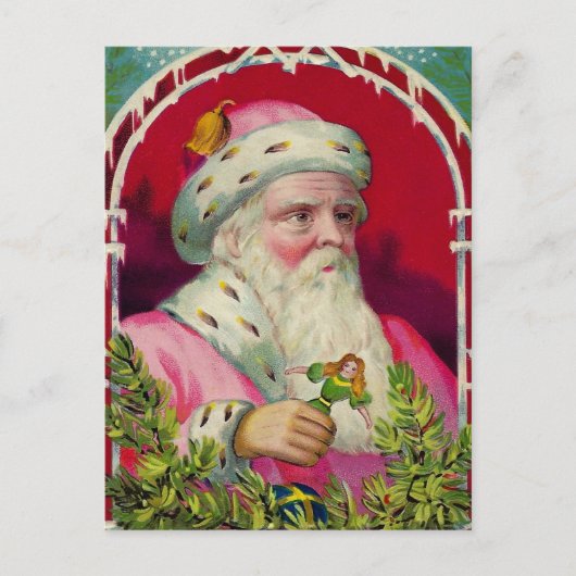 ヴィンテージおっちょこちょいの探しサンタのクリスマスポストカード ポストカード (正面)