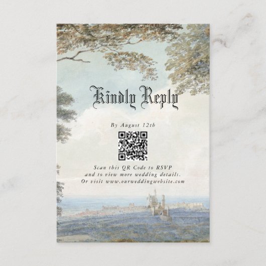 ヴィンテージおとぎ素朴話の城の結婚森 エンクロージャーカード (正面)