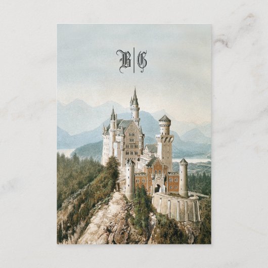 ヴィンテージおとぎ素朴話の城の結婚森 エンクロージャーカード (裏面)