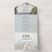 ヴィンテージおとぎ素朴話の城の結婚森 オールインワン招待状 (内側)