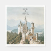 ヴィンテージおとぎ素朴話の城の結婚森 スタンダードランチョンナプキン (正面)